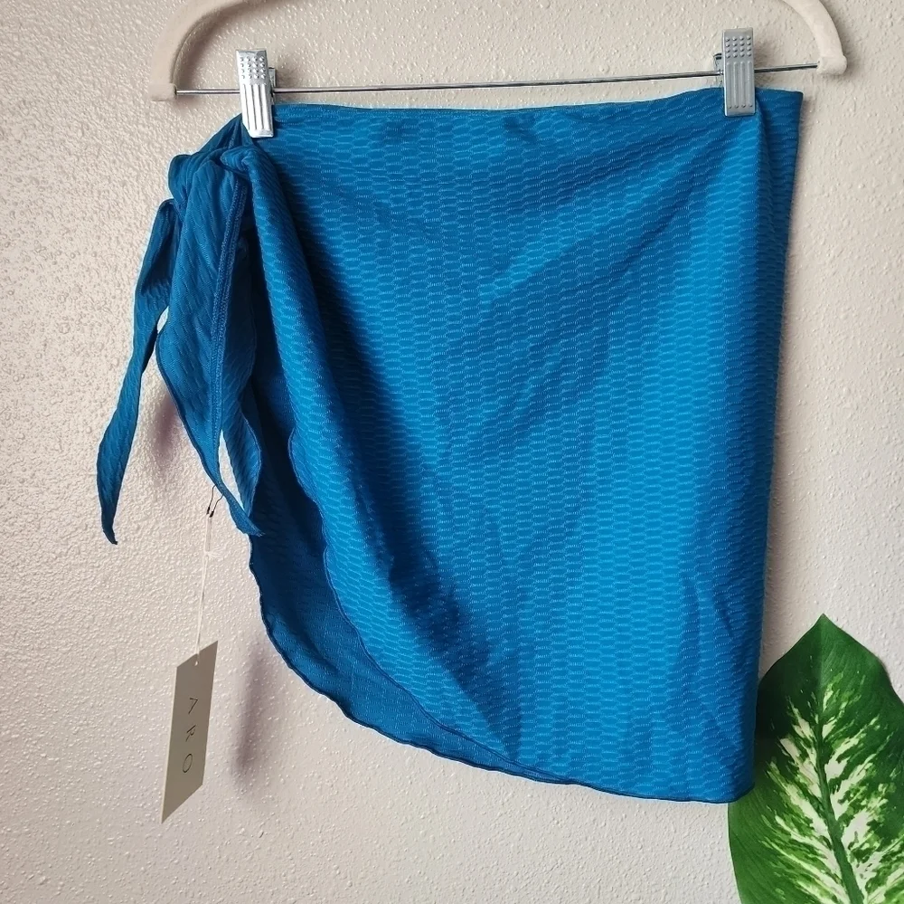ARO Swim Revolve Jaxie Sarong Blue Tie Swim Coverup Beach Vacation O/S NWT